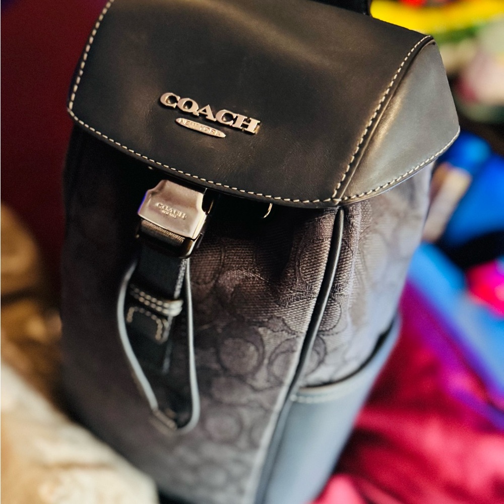 Coach Blue Denim and Gray Men's Backpack